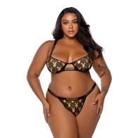 Playboy Gold Foil Mesh Bralette Set