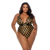 Playboy Bunny Gold Halter Teddy - Plus Size