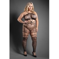 Sheer Unholy Gartered Bodystocking Dress Black QN