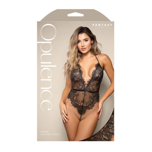 Opulence Metallic Eyelash Lace Teddy Black M/L