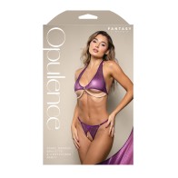 Opulence Shimmer Mesh Halter Top and Panty Set in Purple S/M