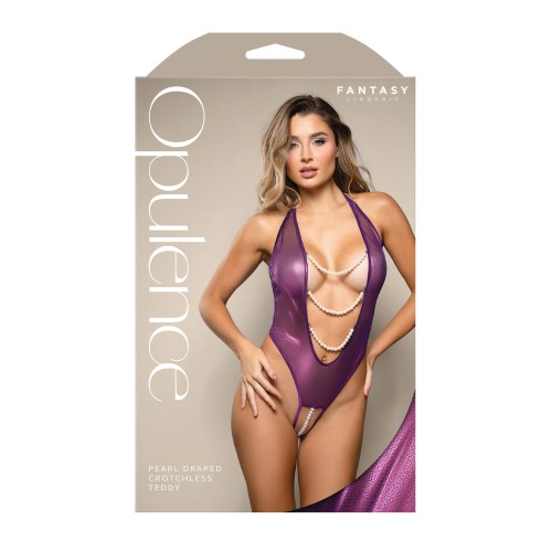 Opulence Shimmer Mesh Halter Teddy Purple