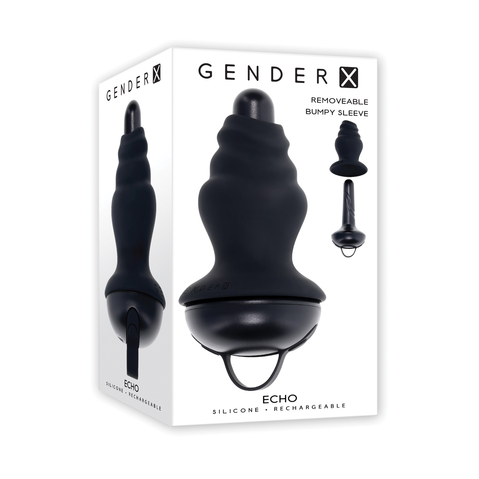 Gender X ECHO Vibrating Shaft Removable Sleeve Black