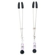 Spartacus Adjustable Tweezer Nipple Clamps Purple Beads