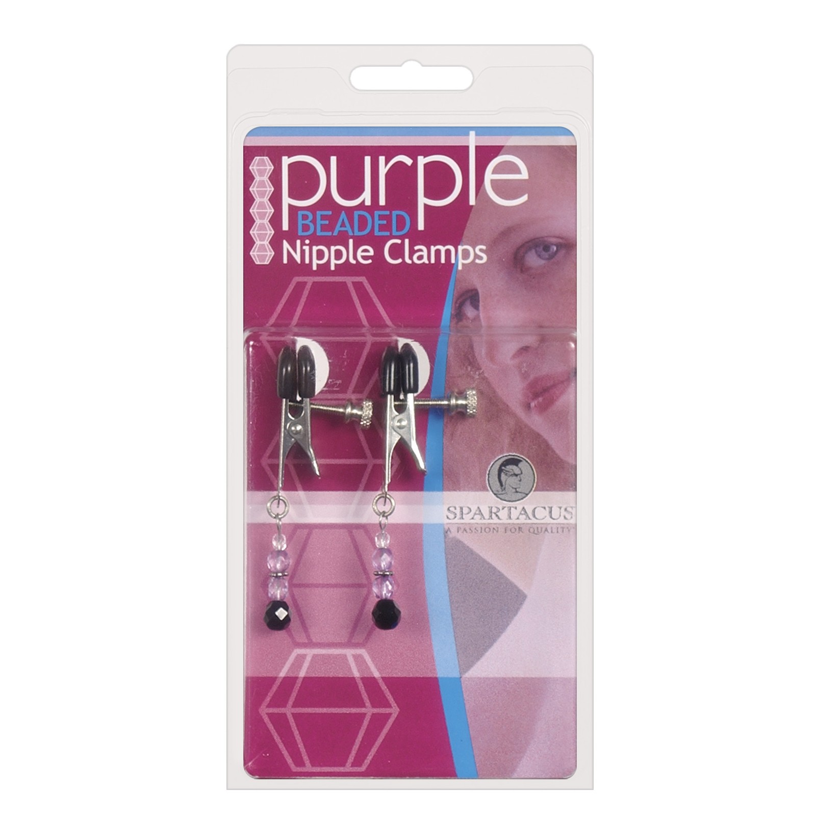 Spartacus Adjustable Broad Tip Nipple Clamps Purple Beads