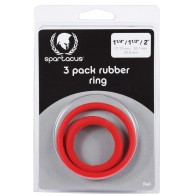 Spartacus Rubber Cock Ring Set Red 3 Pack