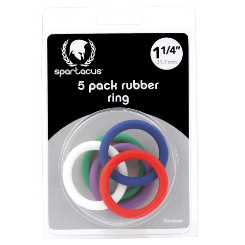 Spartacus 1.25" Rubber Cock Ring Set - Rainbow