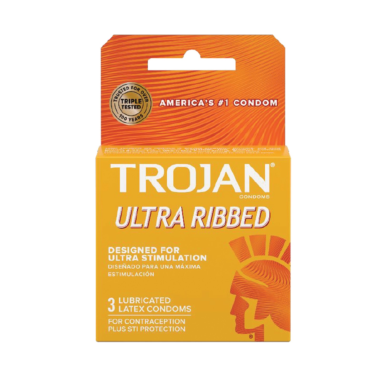 Trojan Ultra Ribbed Condoms Box of 3