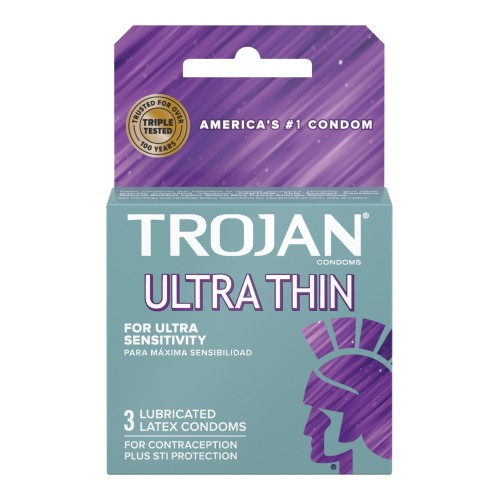 Condones Lubricados Ultra Finos Trojan - Caja de 3