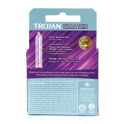 Trojan Ultra Thin Lubricated Condoms - Box of 3