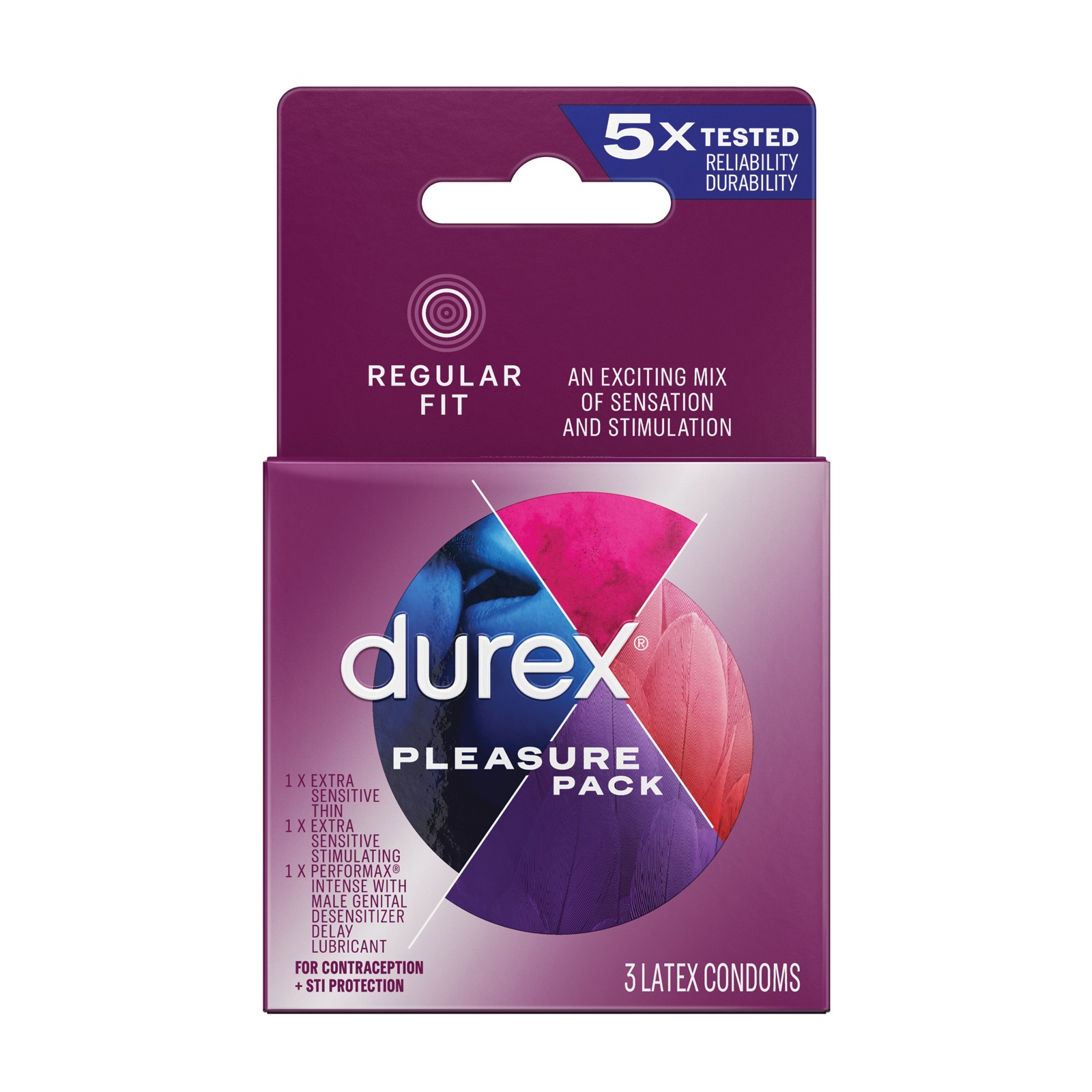 Durex Condom Pleasure Pack - Box of 3