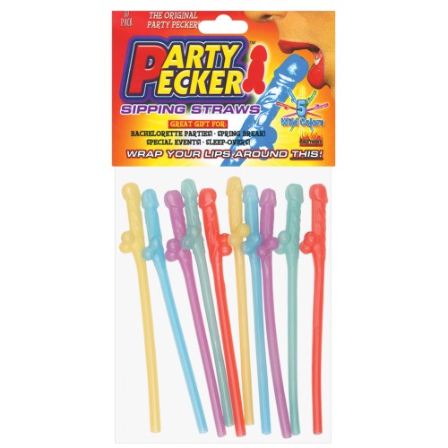 Party Pecker Sipping Straws Assorted Colors