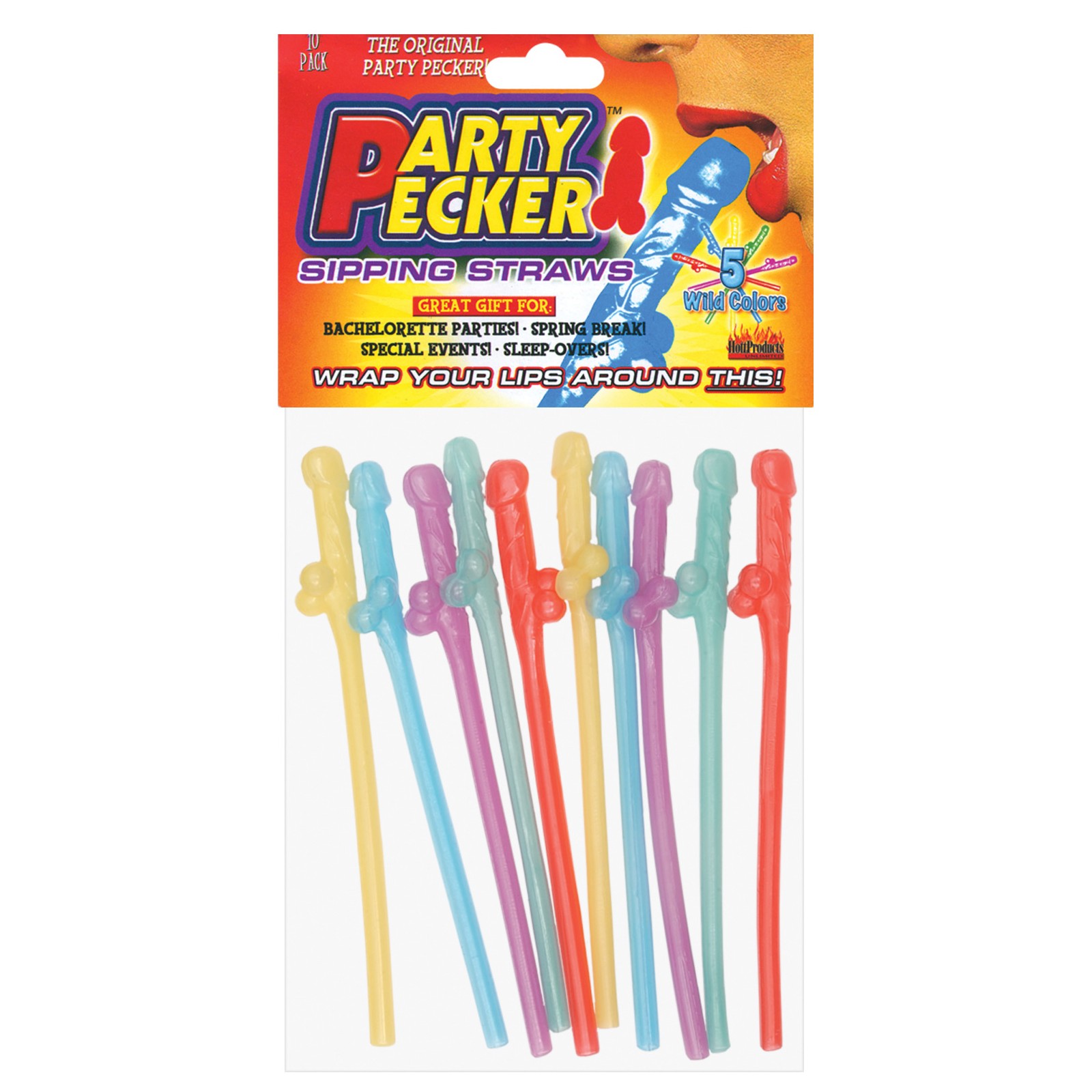 Party Pecker Sipping Straws Assorted Colors