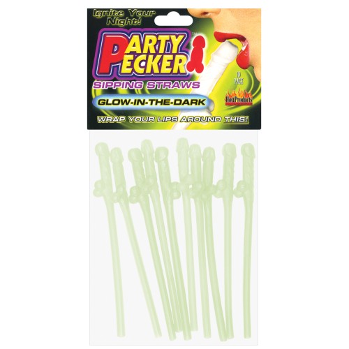 Glow in the Dark Party Pecker Sipping Straws