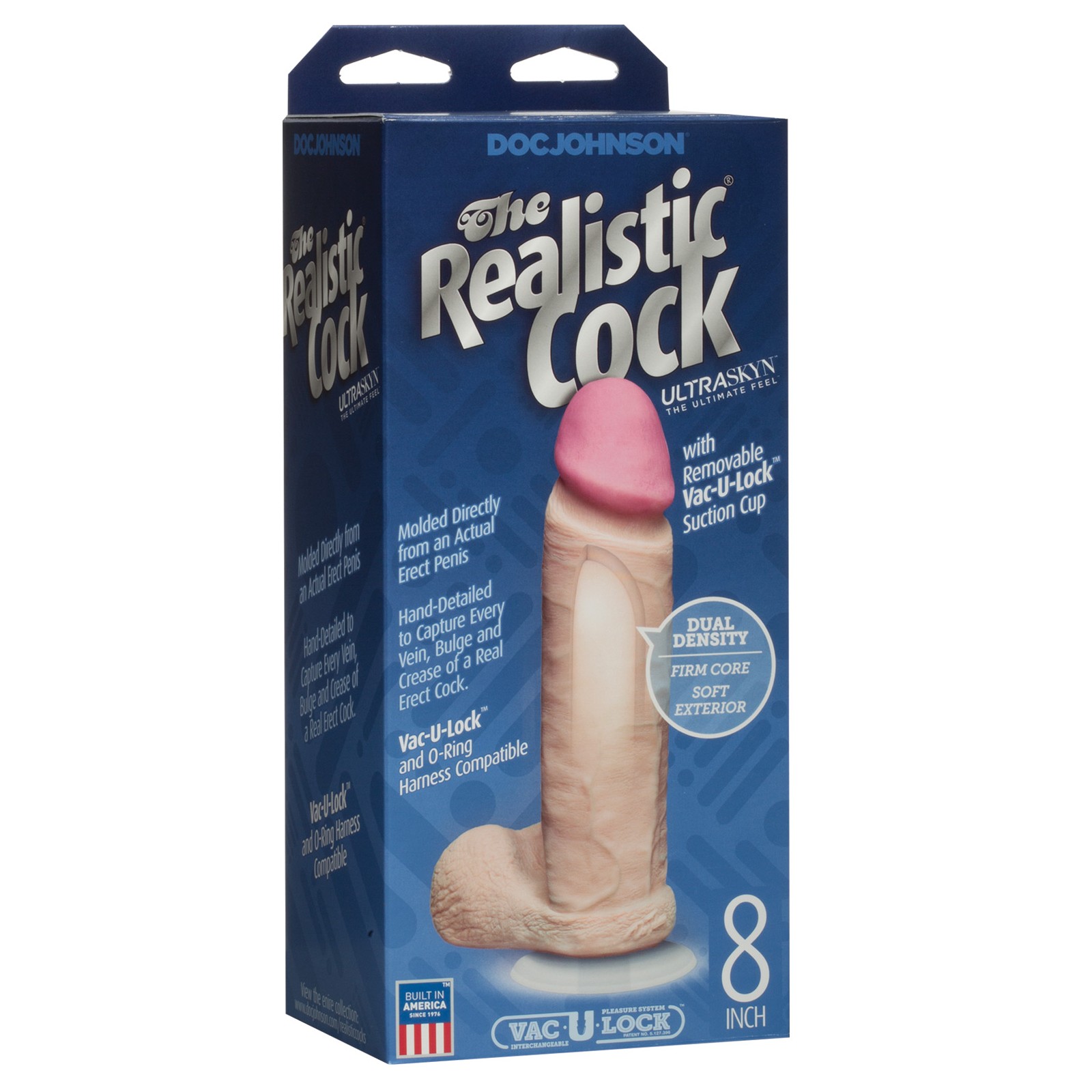 Realistic 8" Ultraskyn Cock with Balls - White