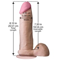 Realistic 8" Ultraskyn Cock with Balls - White