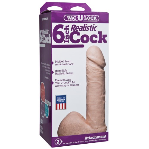 Dildo Realista Vac-U-Lock 6 Pulgadas Blanco