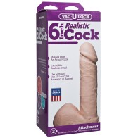 Dildo Realista Vac-U-Lock 6 Pulgadas Blanco