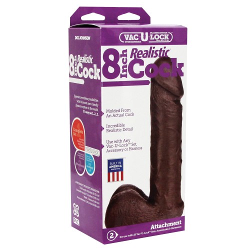 Vac-U-Lock 8 Inch Realistic Dildo - Black