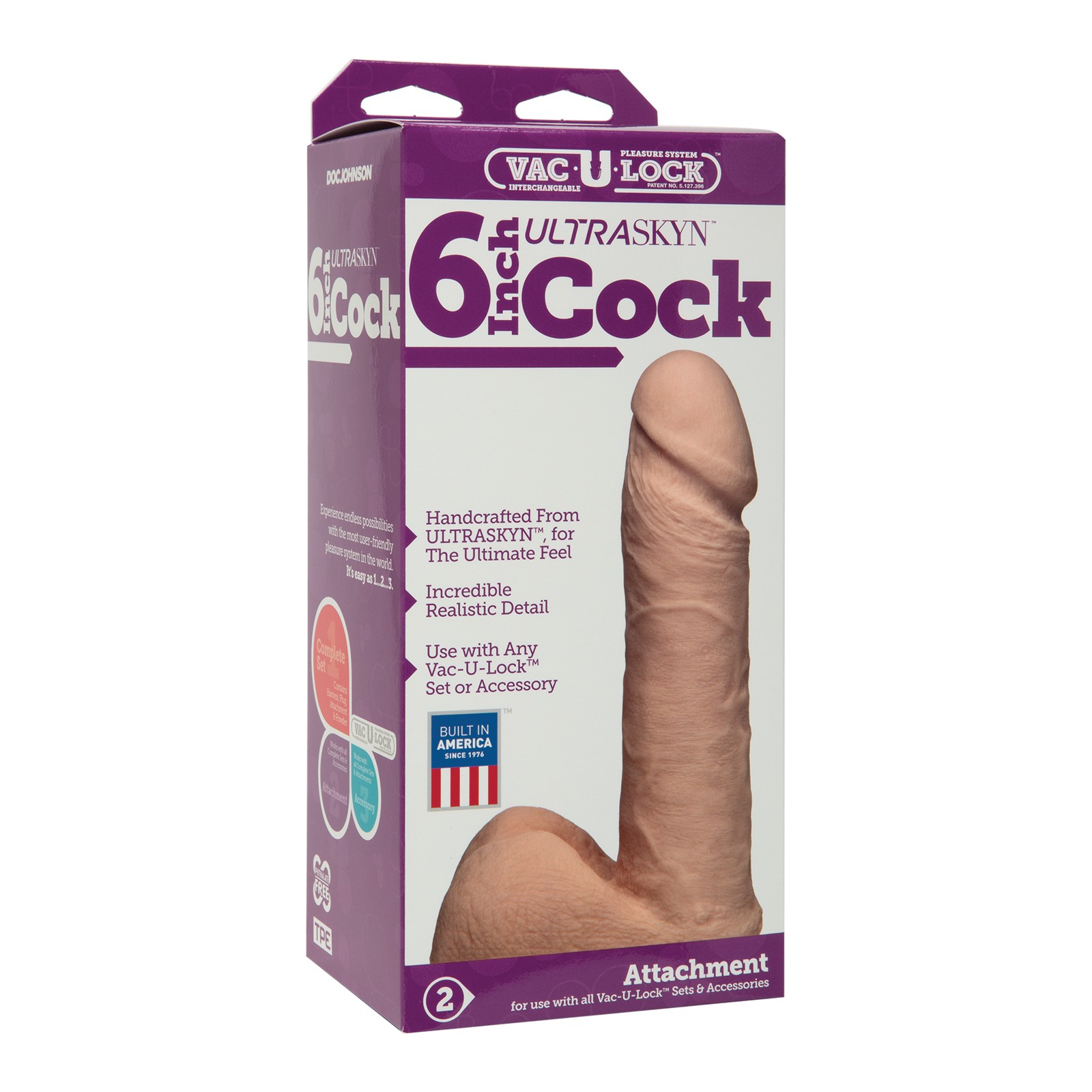 Vac-U-Lock 6 inch Ultraskyn Cock Attachment for Realistic Pleasure