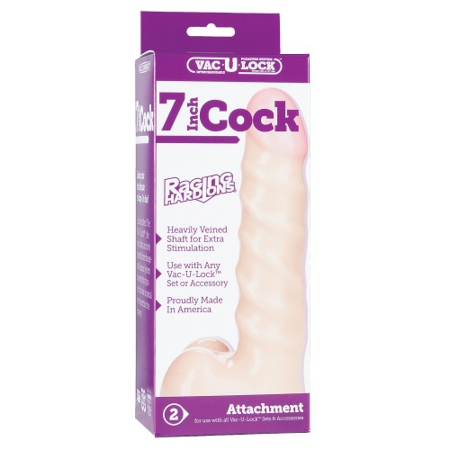 Vac-U-Lock 7" Raging Hard-On Pene Realista - Blanco