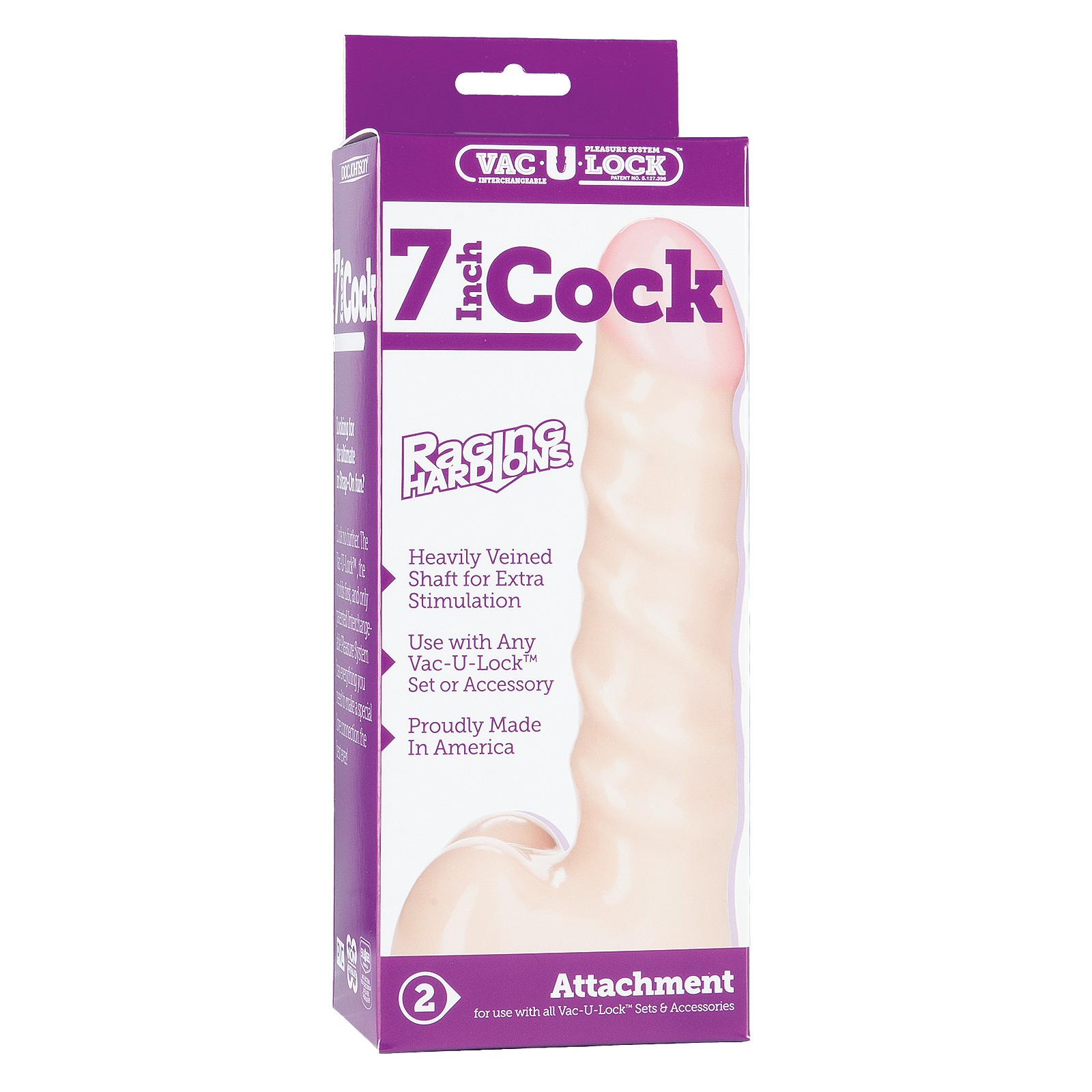 Vac-U-Lock 7" Raging Hard-On Pene Realista - Blanco