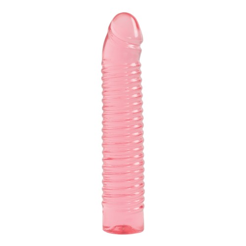 Vivid 7" Pink Ribbed Jelly Dildo - Sunrise