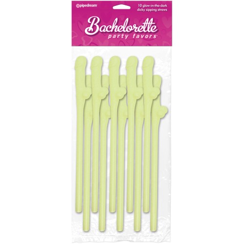 Glow in the Dark Dicky Sipping Straws - Pack of 10