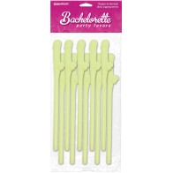 Glow in the Dark Dicky Sipping Straws - Pack of 10