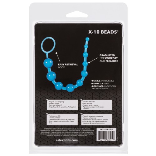 X-10 Blue Graduated Anal Beads for Ultimate Pleasure