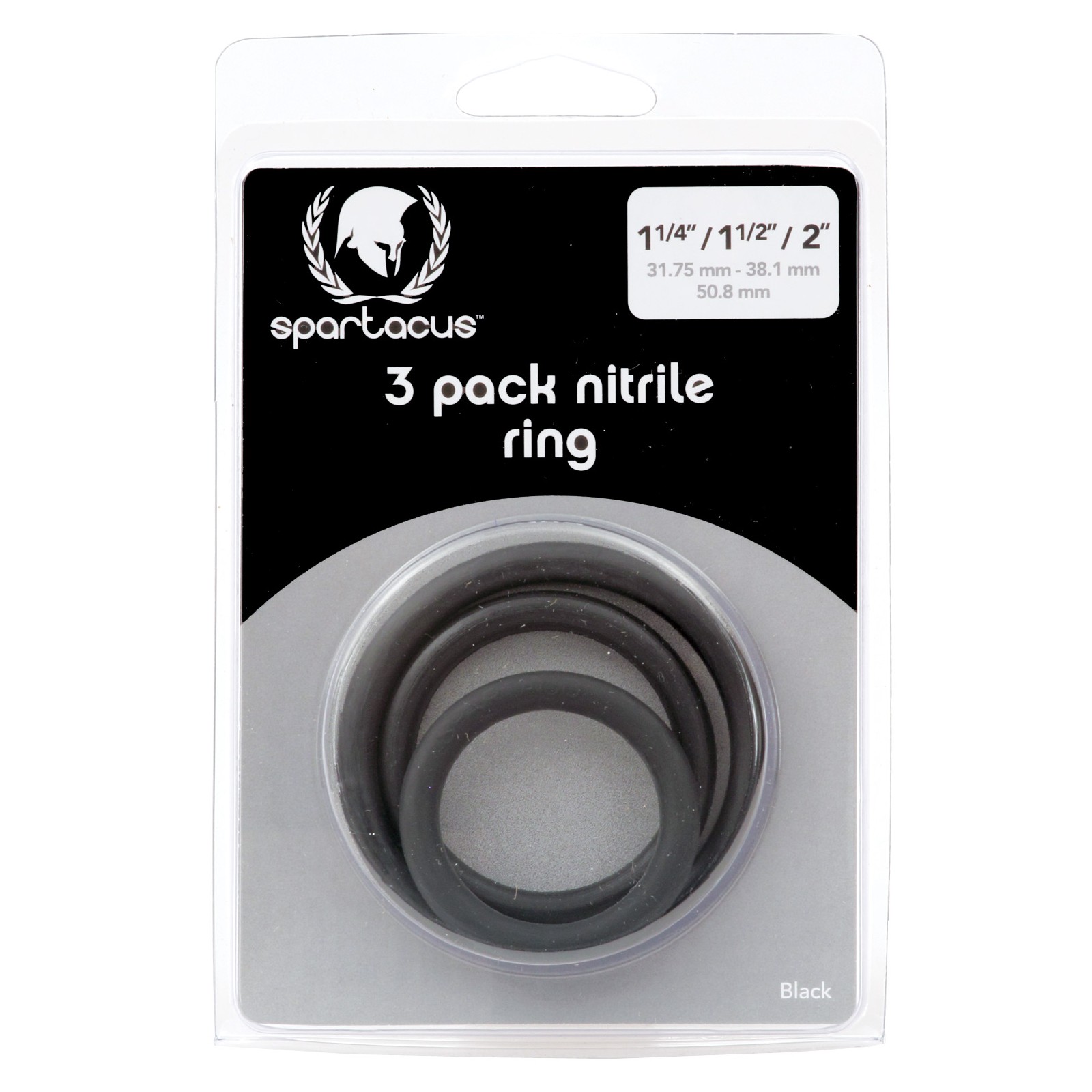 Spartacus Nitrile Cock Ring Set - Black Pack of 3