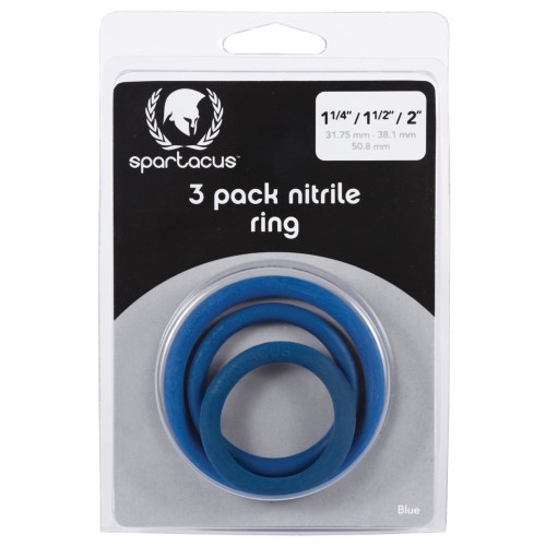 Blue Spartacus Nitrile Cock Ring Set