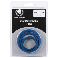 Blue Spartacus Nitrile Cock Ring Set