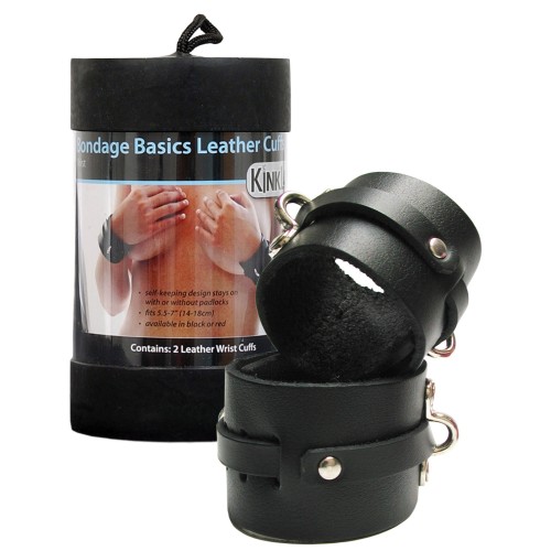 KinkLab Leather Wrist Cuffs Black