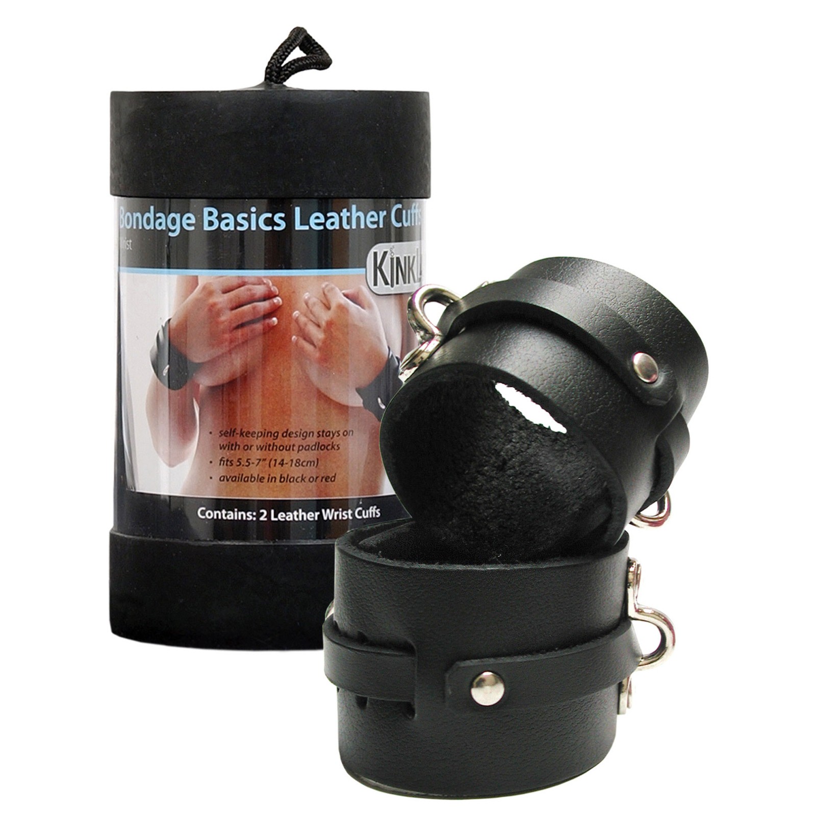 KinkLab Leather Wrist Cuffs Black