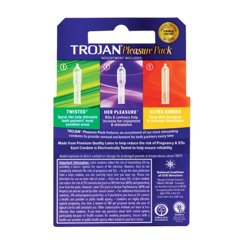 Condones Trojan Pleasure Pack - Caja de 3