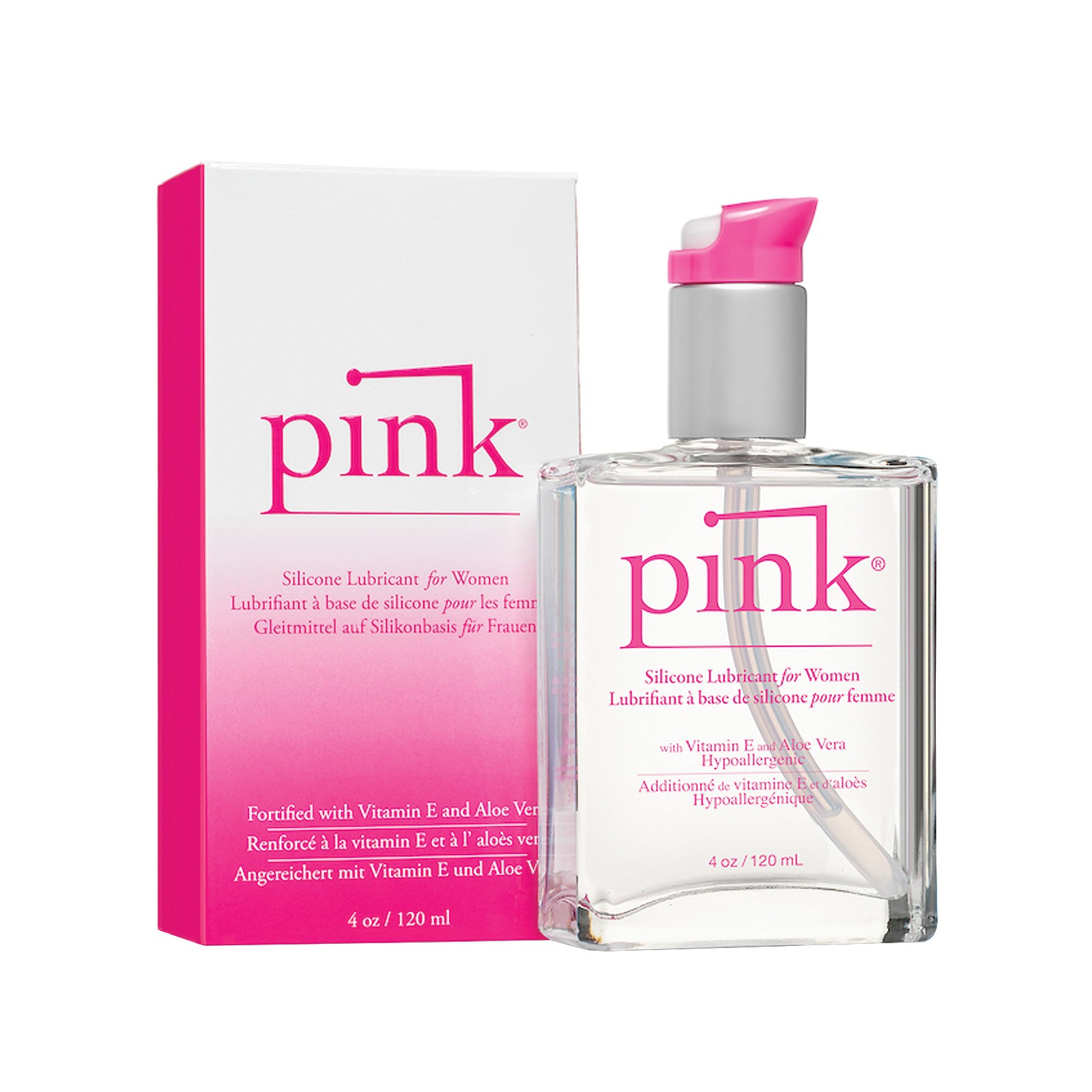 PINK Silicone Lube in Glass Bottle