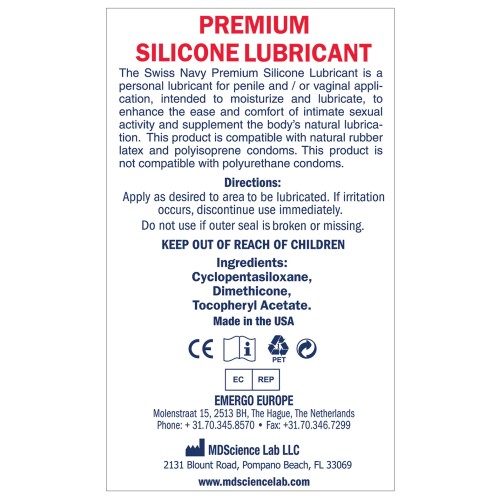 Lubricante de Silicona Swiss Navy 8 oz