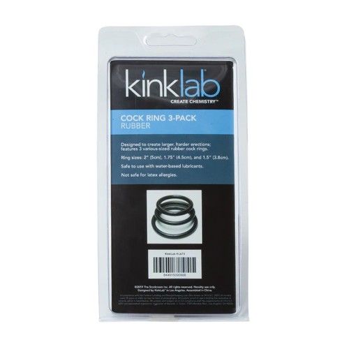 KinkLab Rubber Cock Rings - 3 Pack