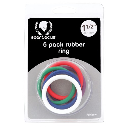 Spartacus Rubber Cock Ring Set Rainbow