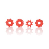 Basic Essentials Rings - Red Set of 4