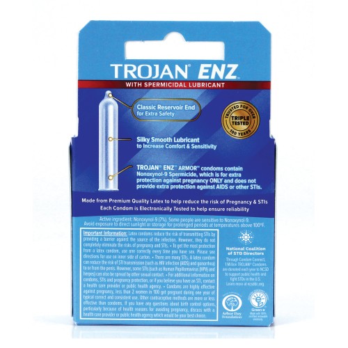 Trojan Enz Spermicidal Lubricated Condoms for Protection