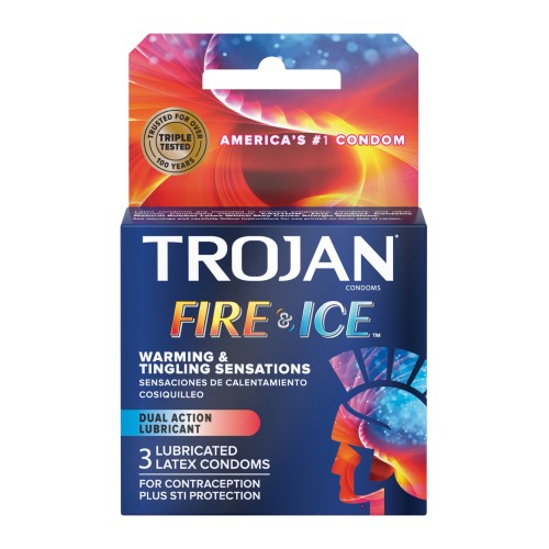 Condones Trojan Fire & Ice - Caja de 3