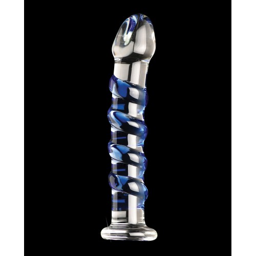 Icicles No. 5 Glass Massager Clear Blue Swirls