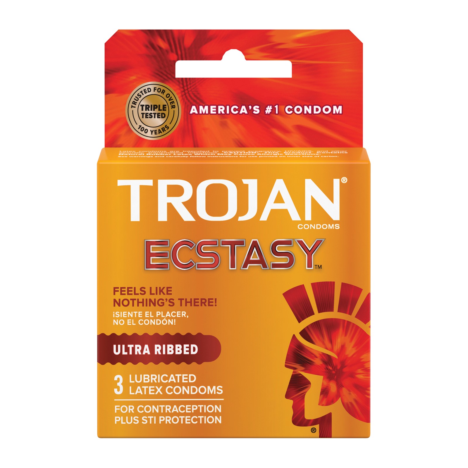 Condones Trojan Ultra Ribbed Ecstasy Caja de 3