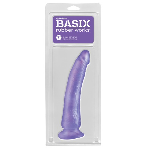 Basix Rubber Works Purple Slim Dong 7 Inch