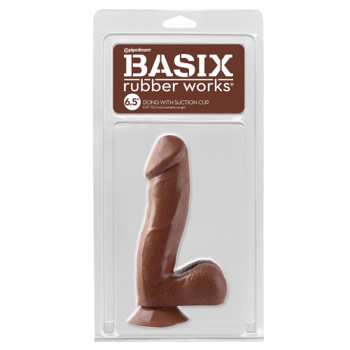 Basix Rubber Works 6.5" Dong with Suction Cup - Brown