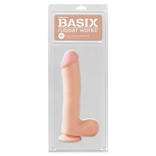 Basix Rubber Works 10 Inch Dong with Suction Cup - Flesh