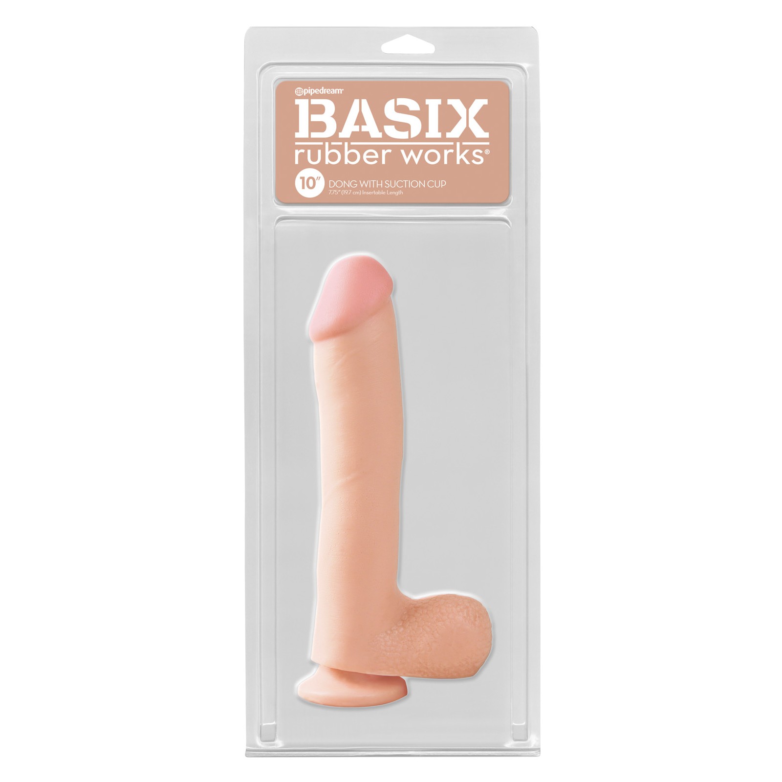 Basix Rubber Works 10 Inch Dong with Suction Cup - Flesh