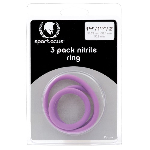 Conjunto de Anillos para Pene Nitrilo Spartacus Púrpura